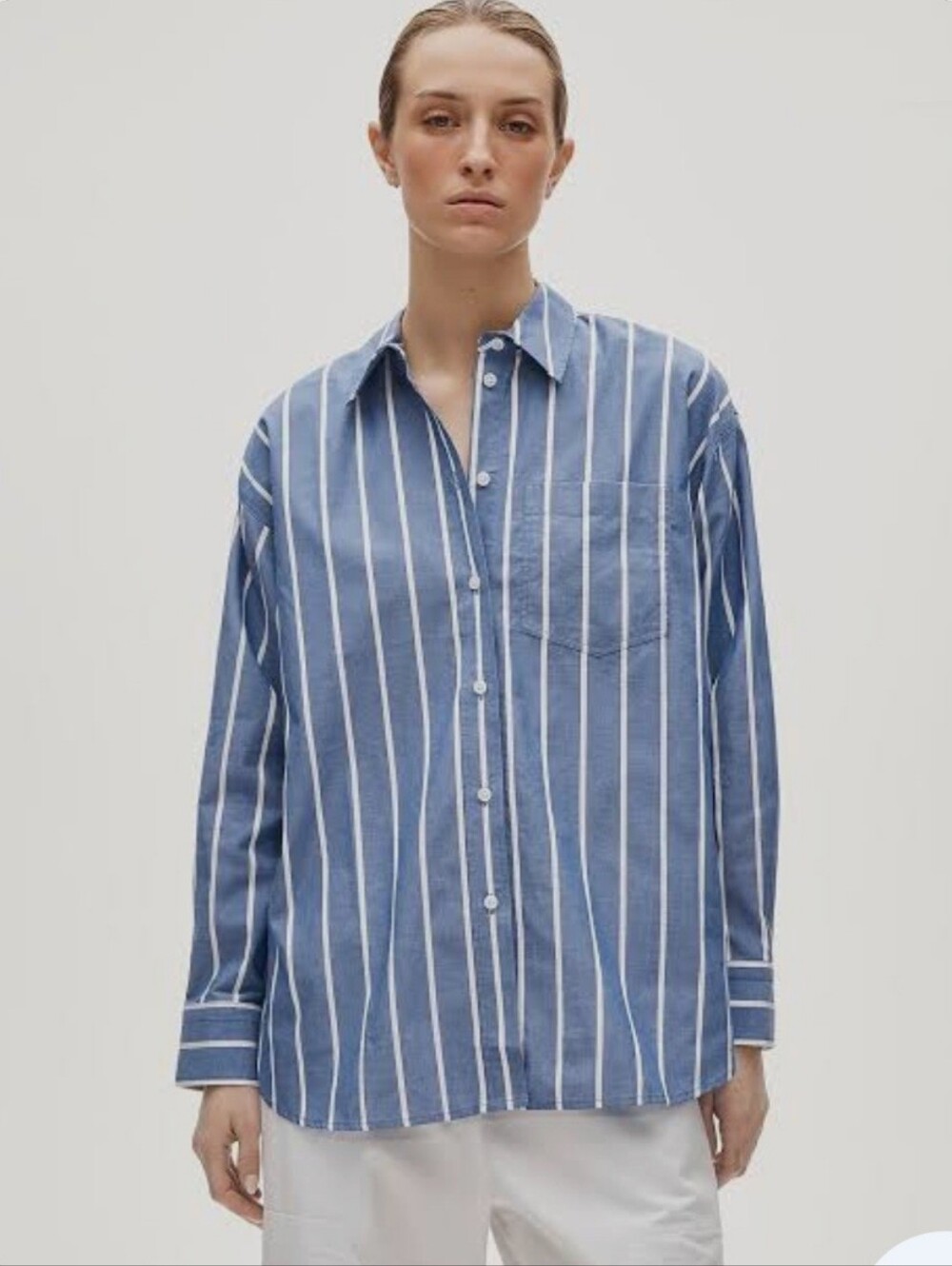 J.Crew Étienne oversized shirt in dobby stripe Sz S $128 Flawed Blue White